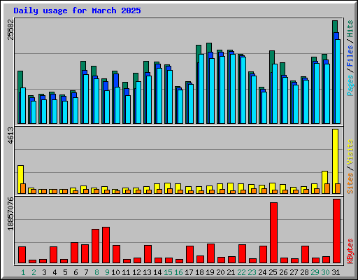 Daily usage for March 2025