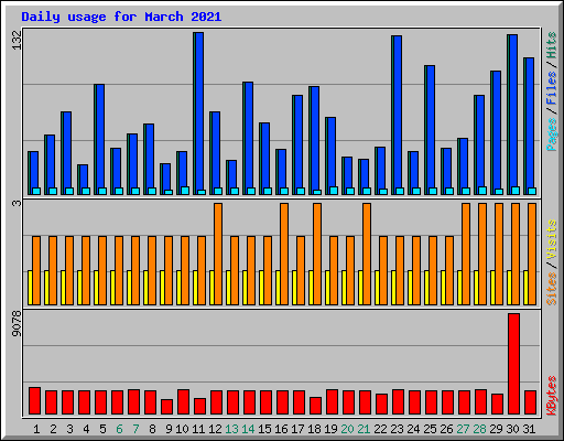 Daily usage for March 2021