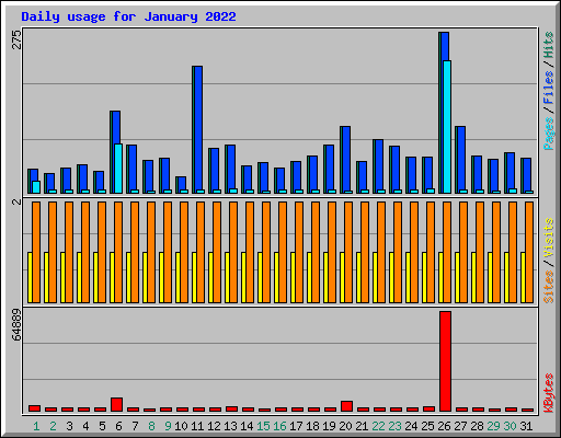 Daily usage for January 2022
