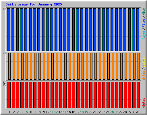 Daily usage for January 2025